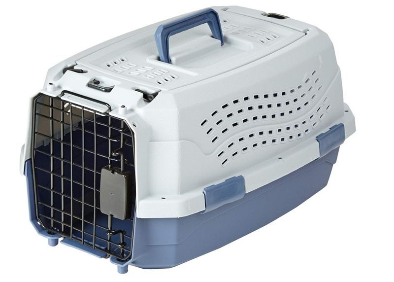 2-Door Top-Load Hard-Sided Cat Pet Travel Carrier, 48.26 cm, Gray & Blue 2-Door Top-Load Hard-Sided Cat Pet Travel Carrier, 48.26 cm, Gray & Blue