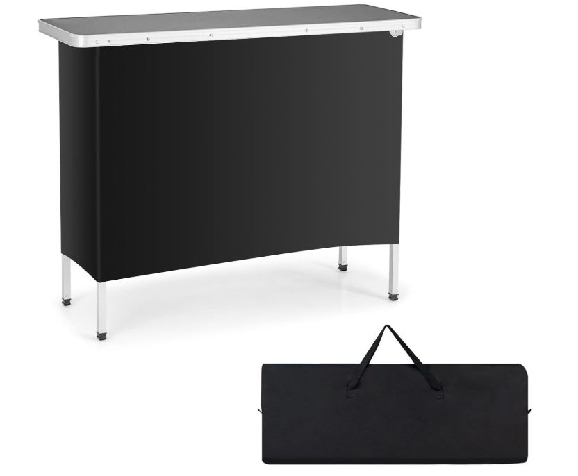 COSTWAY Portable Bar Table for Events, 43.5” x 15” x 34.5” Foldable Pop-Up Bar COSTWAY Portable Bar Table for Events, 43.5” x 15” x 34.5” Foldable Pop-Up Bar