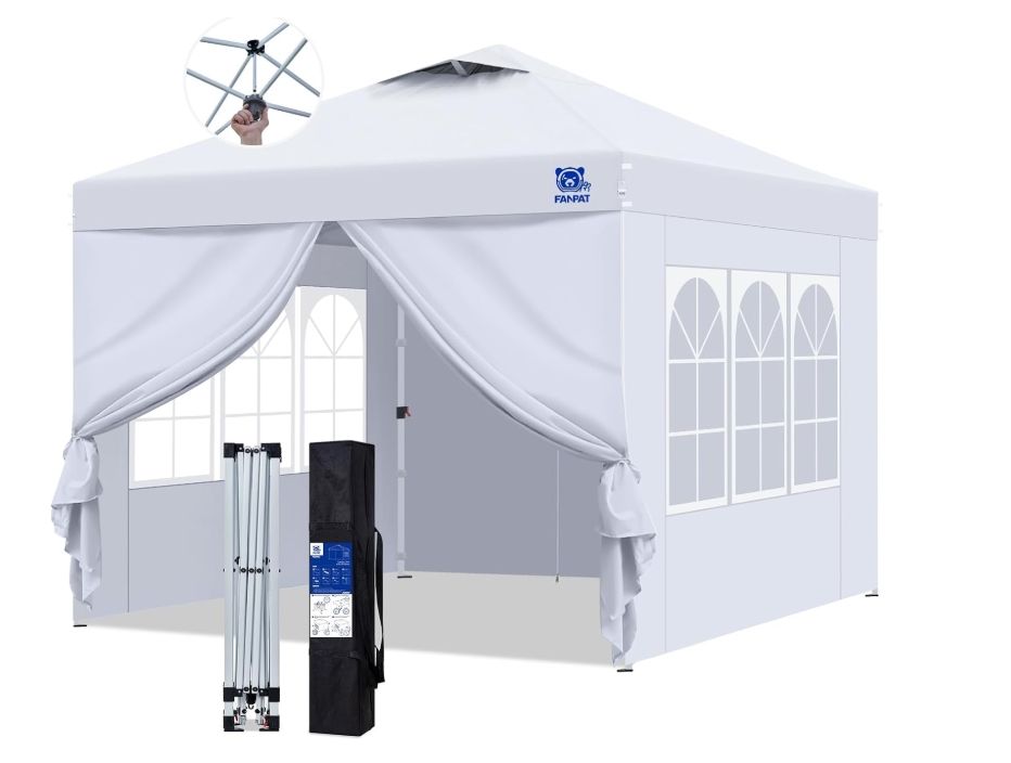 FANPAT 10x10 Canopy Tent with Church Windows,300D Silver-Coating Top FANPAT 10x10 Canopy Tent with Church Windows,300D Silver-Coating Top