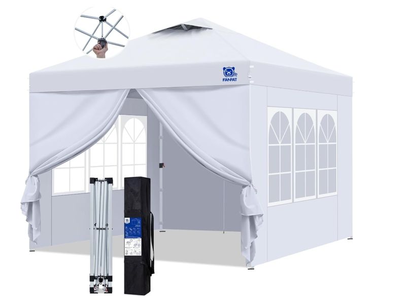 FANPAT 10x10 Canopy Tent with Church Windows,300D Silver-Coating Top FANPAT 10x10 Canopy Tent with Church Windows,300D Silver-Coating Top