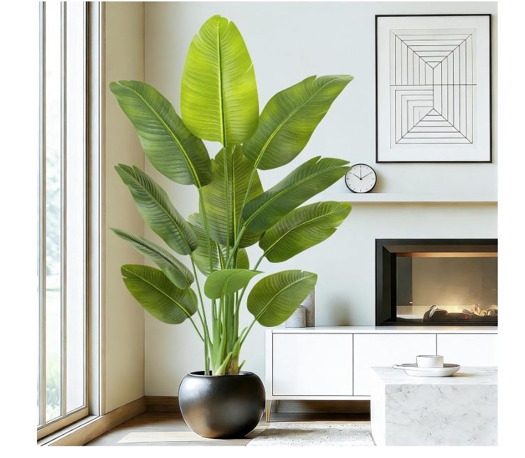 Lifelike Bird of Paradise Artificial Plant,5ft Faux Banana Leaf Tree with 10 Trunks Lifelike Bird of Paradise Artificial Plant,5ft Faux Banana Leaf Tree with 10 Trunks