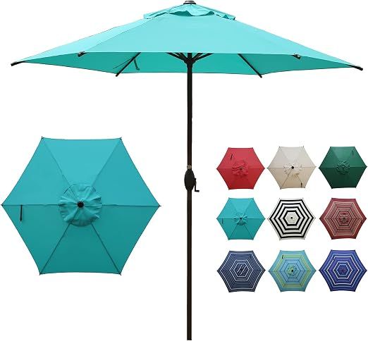 Abba Patio Outdoor Patio Market Table Umbrella with Push Button Tilt and Crank, 9-Feet, **BLACK**