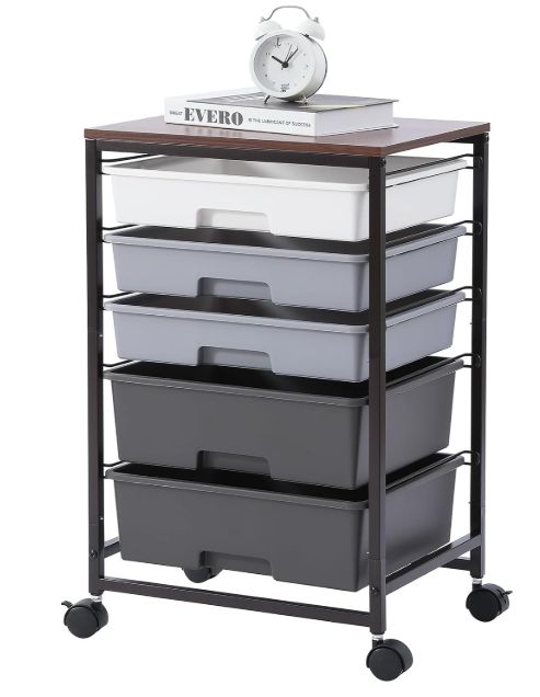 SYKIARIOL Utility Cart with 5 Drawer, Rolling Craft Cart, Gray SYKIARIOL Utility Cart with 5 Drawer, Rolling Craft Cart, Gray