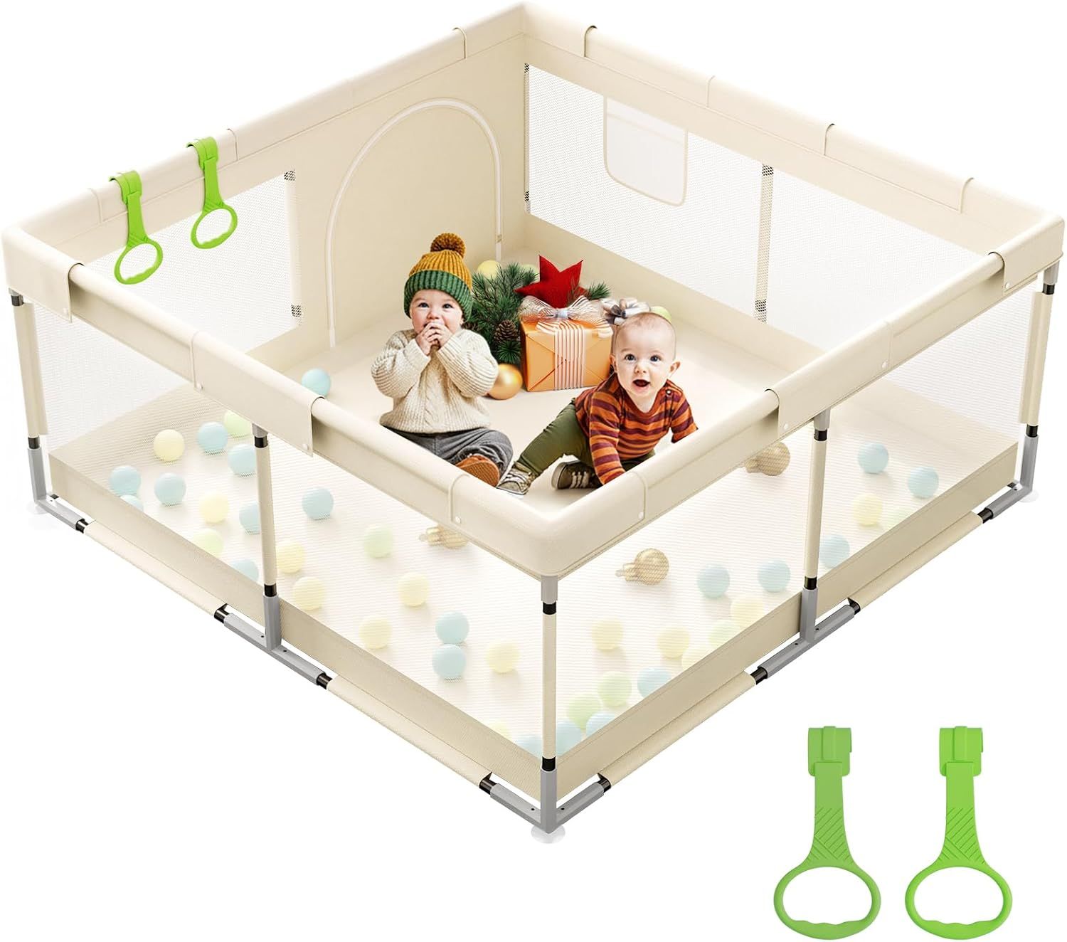 Mloong Baby Playpen for Toddler Beige - 47x47 Mloong Baby Playpen for Toddler Beige - 47x47