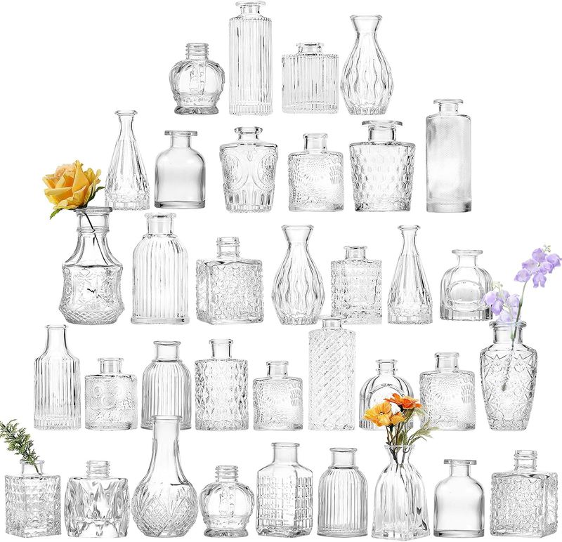 Fixwal 36 Glass Bud Vase Set, Small Vases
