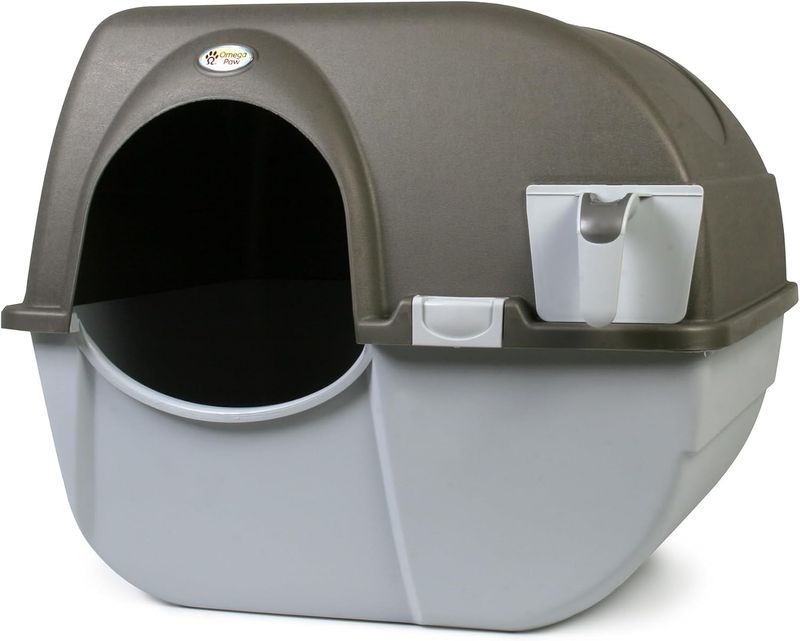 Omega Paw NRA15 Self Cleaning Litter Box Regular Size,Grey Omega Paw NRA15 Self Cleaning Litter Box Regular Size,Grey