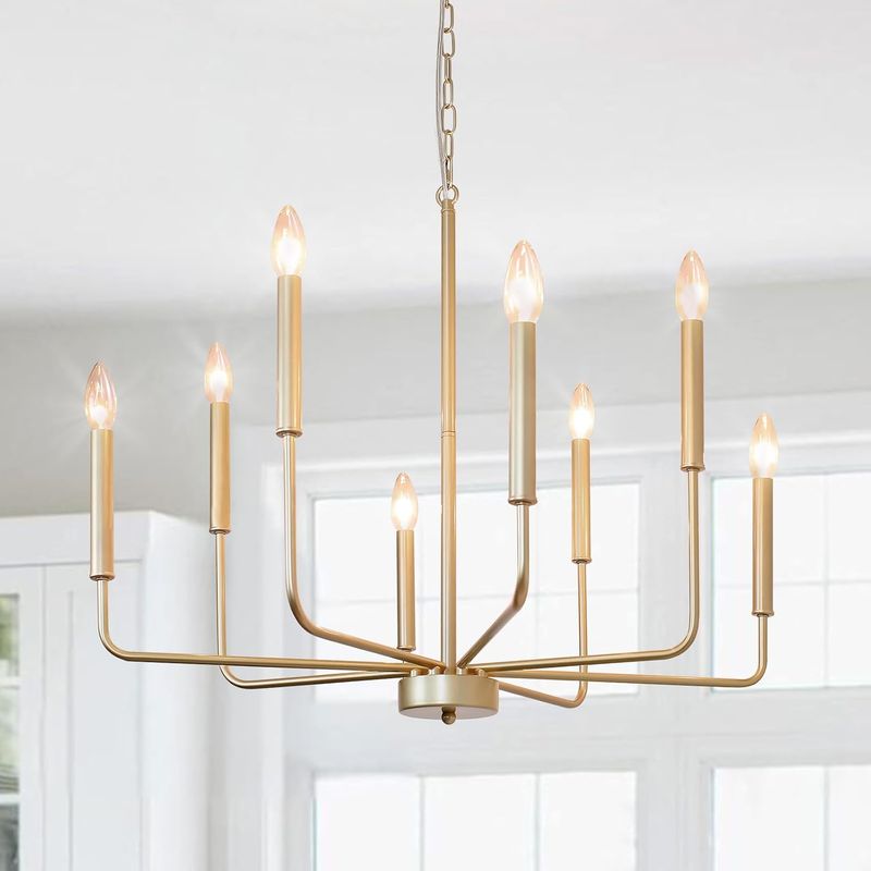 JWLUYN Gold Chandelier, 8 Lights Gold Light Fixture, Gold Chandelier
