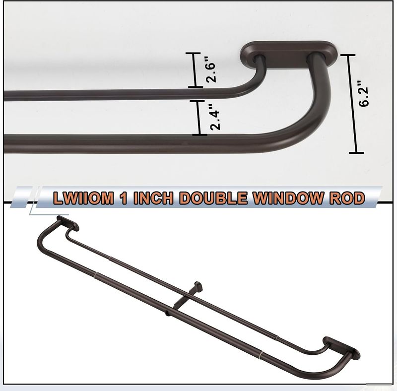 Lwiiom Double Curtain Rod for Windows 84 to 134 Inch,Adjustable Dark Bronze Wrap Around Curtain Lwiiom Double Curtain Rod for Windows 84 to 134 Inch,Adjustable Dark Bronze Wrap Around Curtain