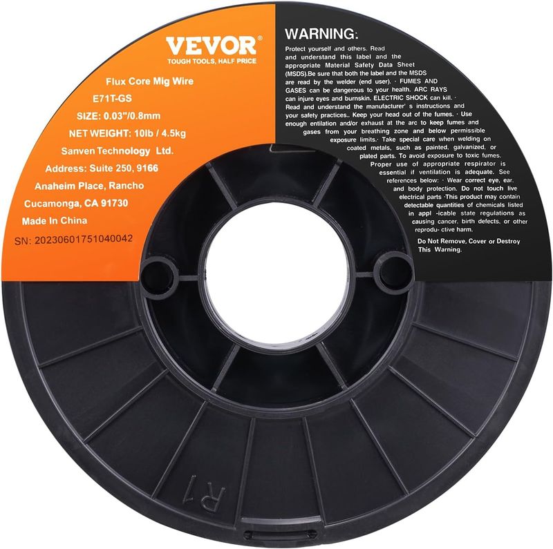 VEVOR Flux Core Welding Wire, E71T-GS 0.030-inch 10LBS, Gasless Mild Steel MIG Welding Wire VEVOR Flux Core Welding Wire, E71T-GS 0.030-inch 10LBS, Gasless Mild Steel MIG Welding Wire