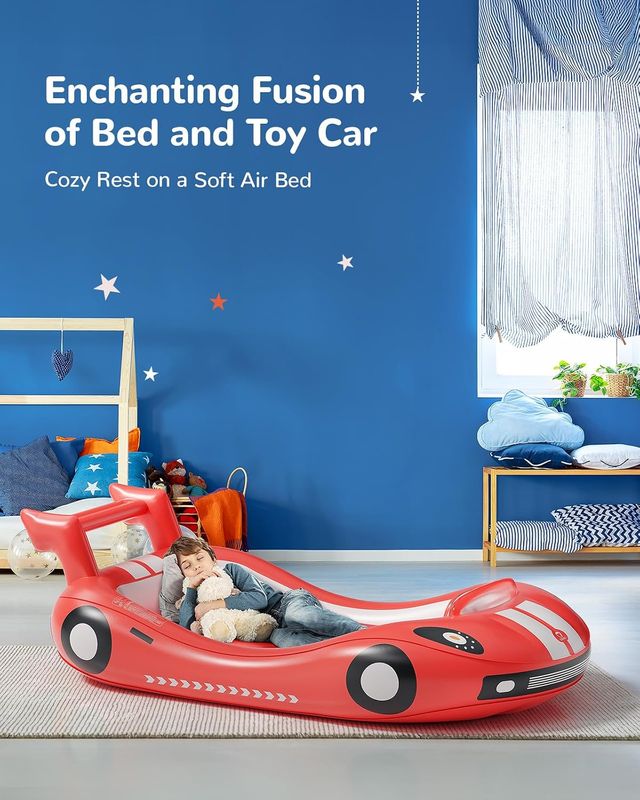 QPAU Inflatable Toddler Travel Bed, Kids Air Mattress with Safety Bed Rail QPAU Inflatable Toddler Travel Bed, Kids Air Mattress with Safety Bed Rail