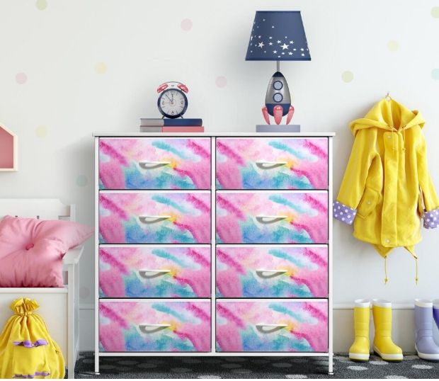 Sorbus 8 Drawers Dresser for Bedroom, Closet, Office and more (Tie Dye Blue/Pink) Sorbus 8 Drawers Dresser for Bedroom, Closet, Office and more (Tie Dye Blue/Pink)