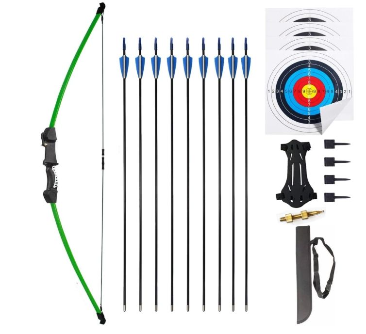 45" Recurve Bow and Arrows Set Outdoor Archery Beginner Gift Longbow Kit 45" Recurve Bow and Arrows Set Outdoor Archery Beginner Gift Longbow Kit