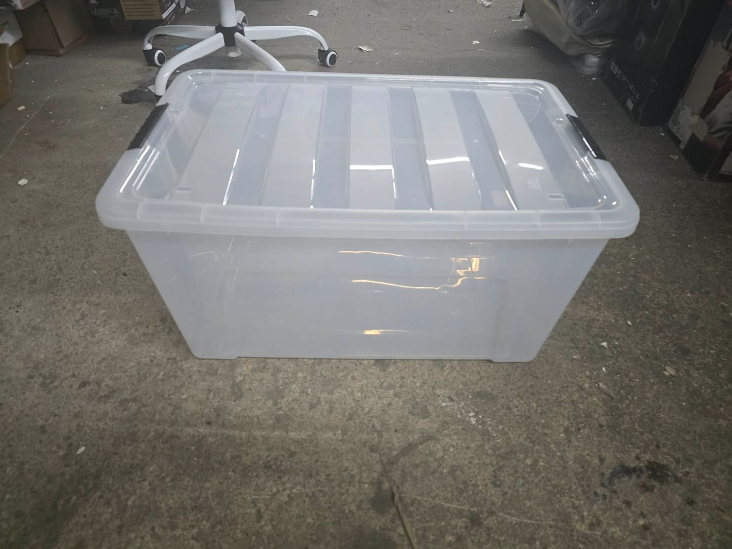 Clear Storage Tote with Locking Lid 25" L x 16" W x 13" T