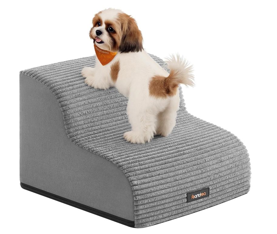 Feandrea 2-Step Dog Stairs, Waterproof, Anti-Slip, Gentle Slope Dog steps
