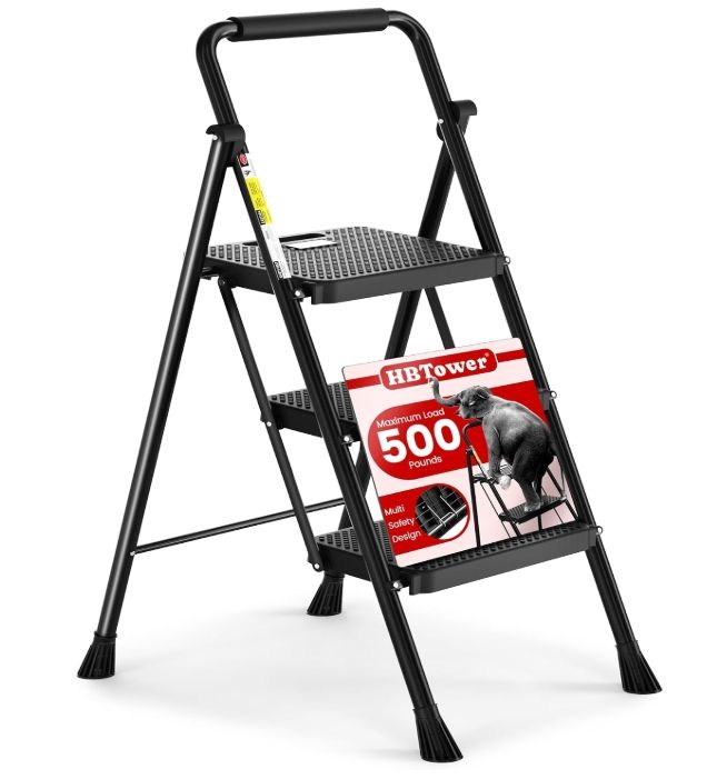 HBTower 3 Step Ladder, Folding Step Stool with Wide Anti-Slip Pedal HBTower 3 Step Ladder, Folding Step Stool with Wide Anti-Slip Pedal