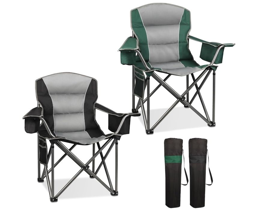 Northroad 2 Pack Oversized Camping Chair, Padded Portable Chairs Heavy Duty Northroad 2 Pack Oversized Camping Chair, Padded Portable Chairs Heavy Duty
