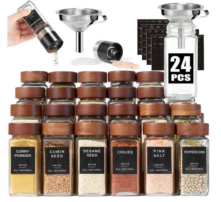 Yangbaga Glass Spice Containers for Kitchen: 24P 4oz Dishwasher Safe Jars Yangbaga Glass Spice Containers for Kitchen: 24P 4oz Dishwasher Safe Jars