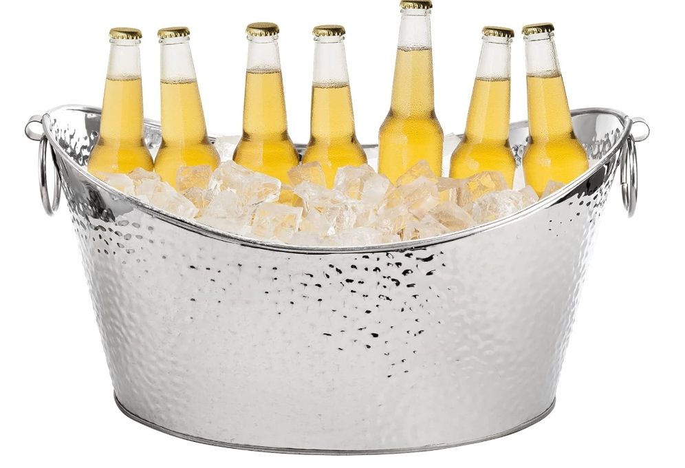 Frcctre 3 Gallon/12L Stainless Steel Beverage Tub, Large Galvanized Ice Bucket Frcctre 3 Gallon/12L Stainless Steel Beverage Tub, Large Galvanized Ice Bucket