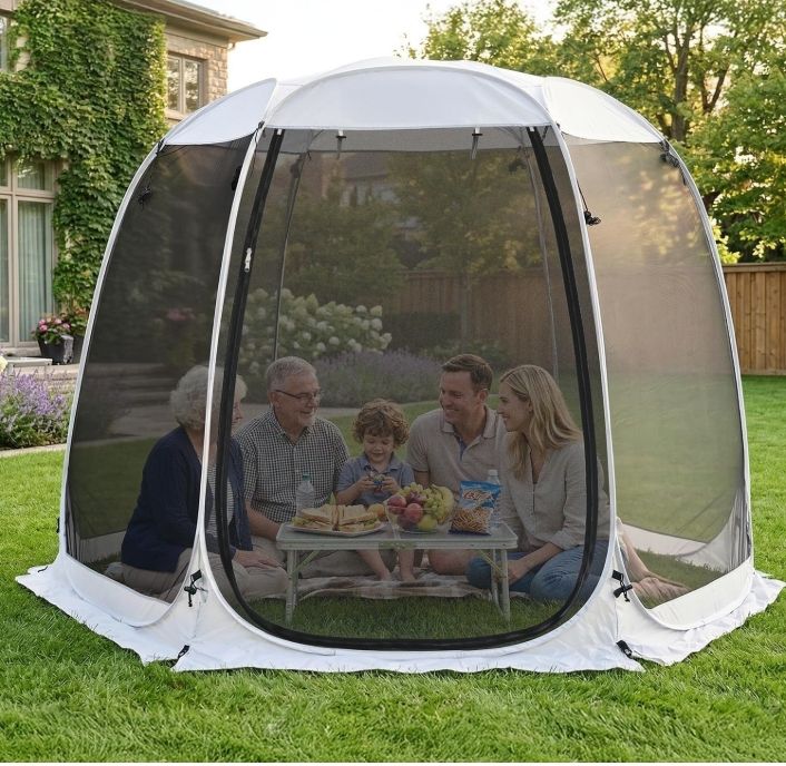 Leedor Pop Up Canopy Screen Tent, Outdoor Screen House Instant Camping Gazebo