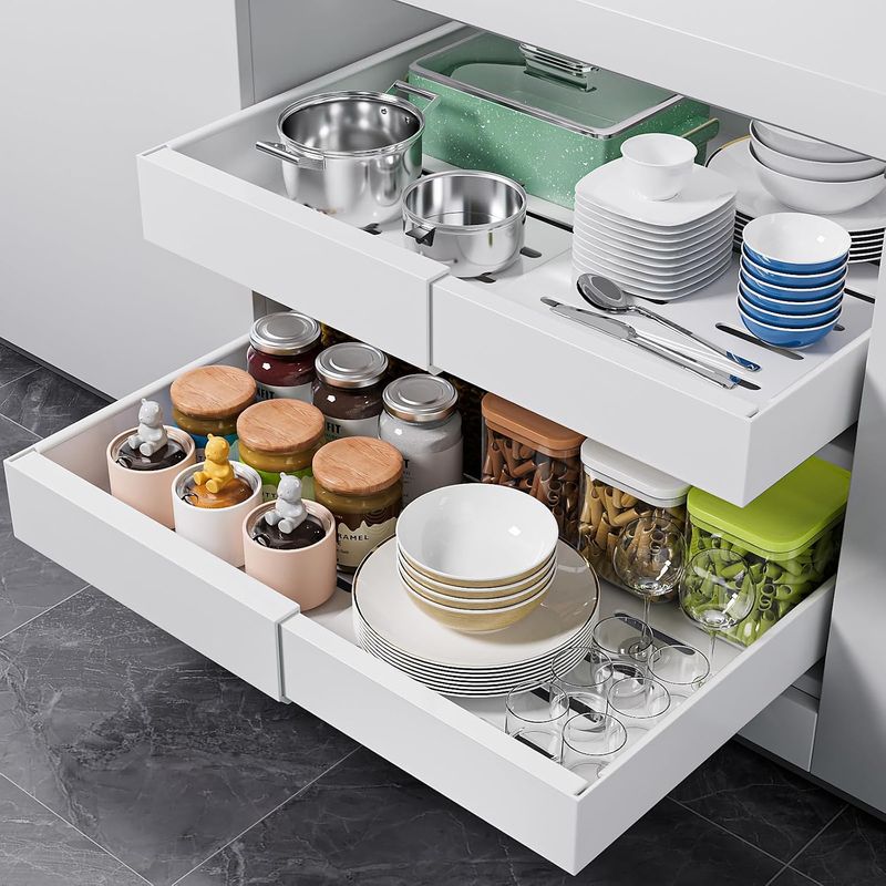 Expandable 12.6"-20.5" Width Pull Out Cabinet Organizer (White, 2pc) Expandable 12.6"-20.5" Width Pull Out Cabinet Organizer (White, 2pc)