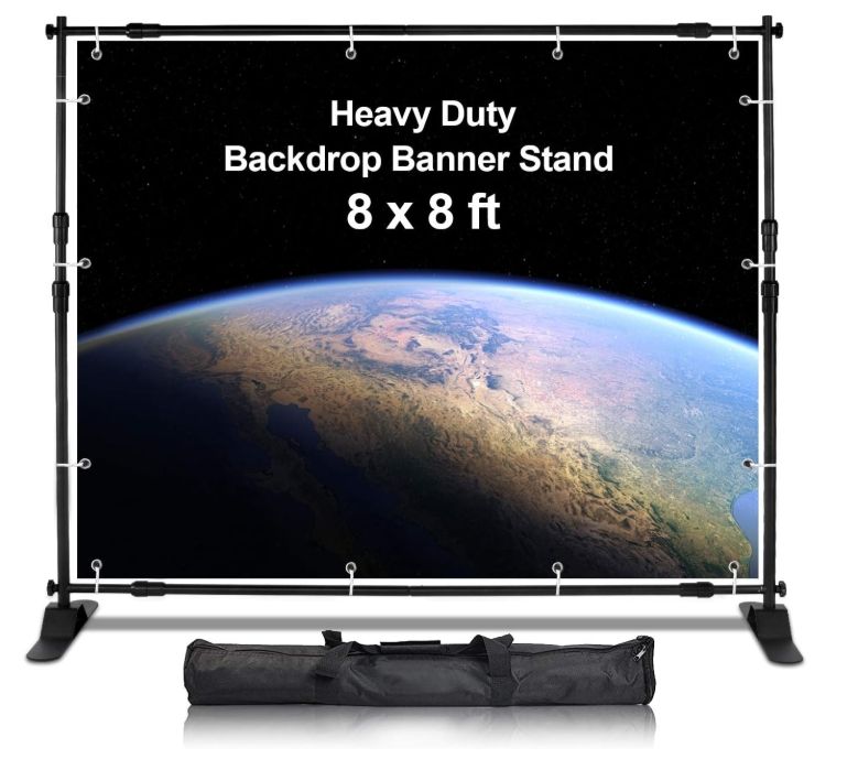 AkTop 8x8 ft Heavy Duty Backdrop Banner Stand Kit, Adjustable Photography Step AkTop 8x8 ft Heavy Duty Backdrop Banner Stand Kit, Adjustable Photography Step