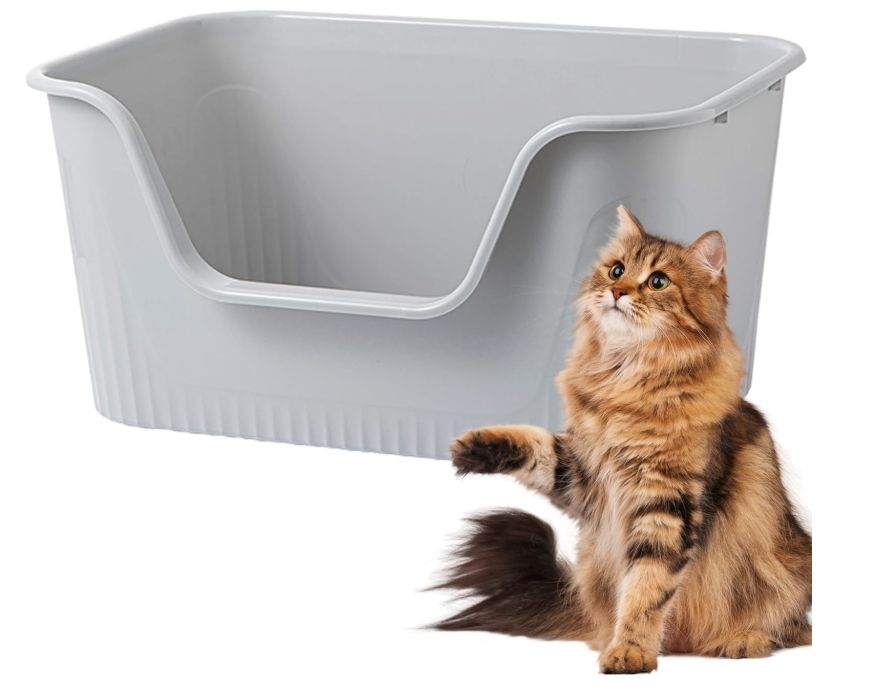 Vealind Open Top Cat Litter Tray with High Sides and Low Entry Cat Litter Box Vealind Open Top Cat Litter Tray with High Sides and Low Entry Cat Litter Box