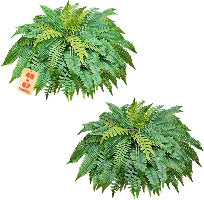 VEVOR Artificial Ferns, 48 Inch Fake Boston Fern Bush Plant with 67 Fronds VEVOR Artificial Ferns, 48 Inch Fake Boston Fern Bush Plant with 67 Fronds
