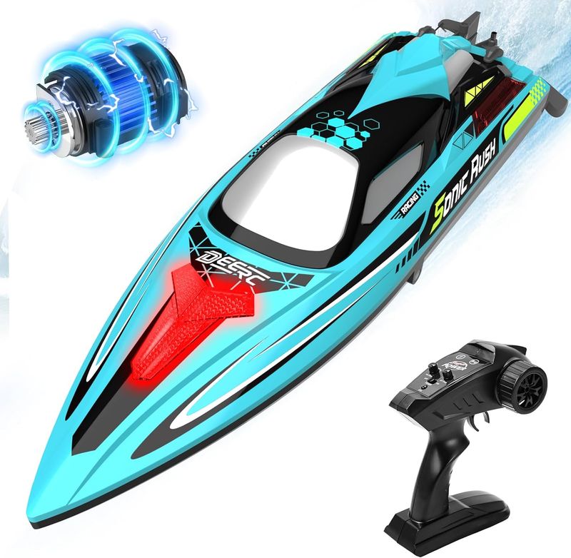 DEERC Brushless RC Boat for Adults, 34MPH Extra-Long 19" High Speed Remote Control Boats DEERC Brushless RC Boat for Adults, 34MPH Extra-Long 19" High Speed Remote Control Boats