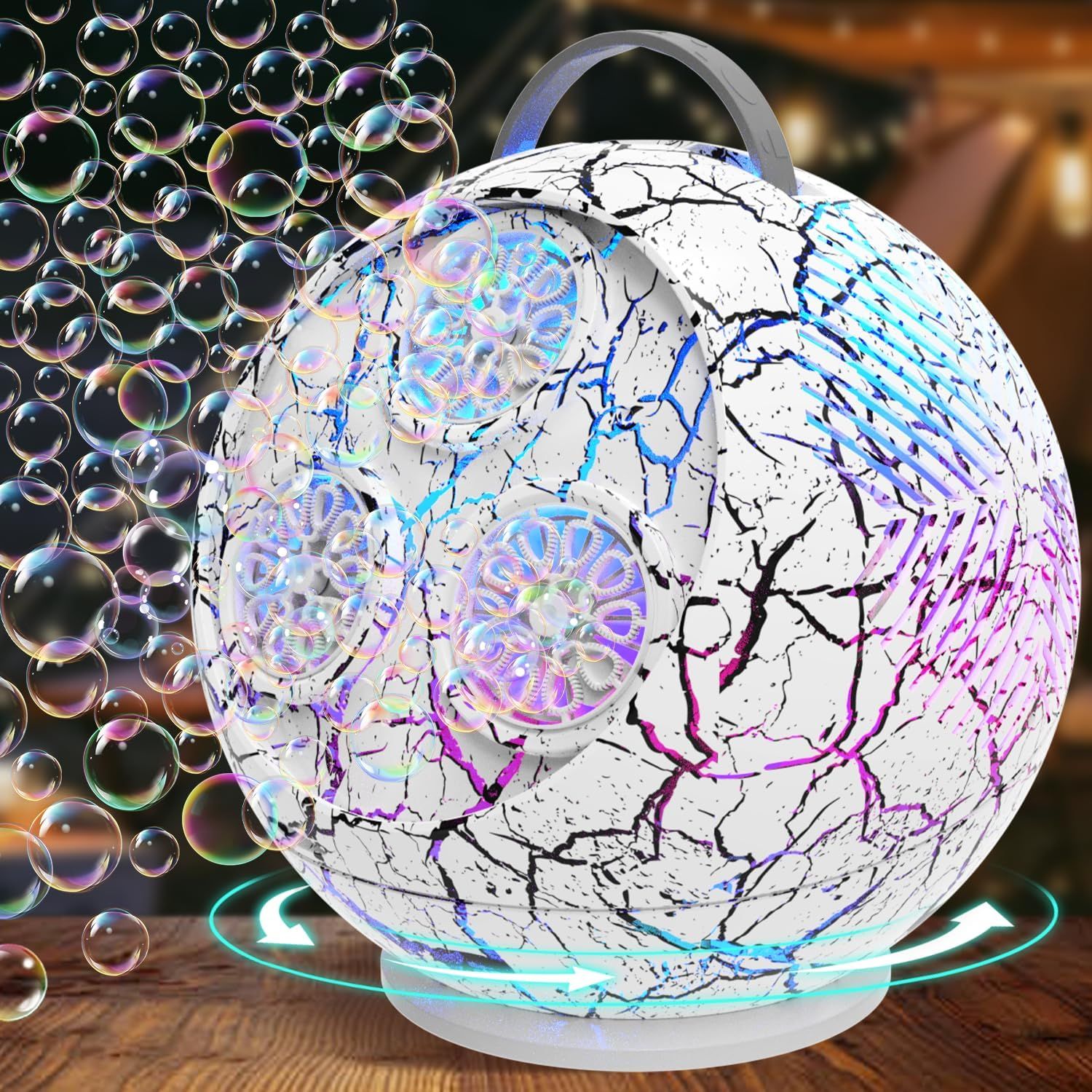 Bubble Machine for Kids Toddlers,45°/360° Auto Rotatable Spherical Bubble Maker Bubble Machine for Kids Toddlers,45°/360° Auto Rotatable Spherical Bubble Maker