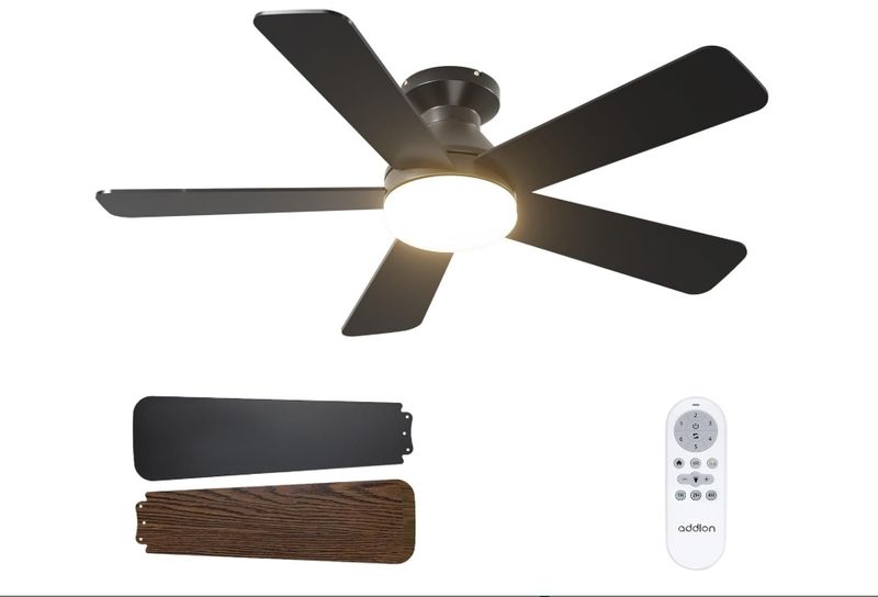 addlon 42 Inch Ceiling Fans with Lights and Remote, Low Profile, Black