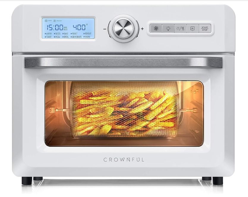 CROWNFUL 19 Quart/18L Air Fryer Toaster Oven, Convection Roaster with Rotisserie
