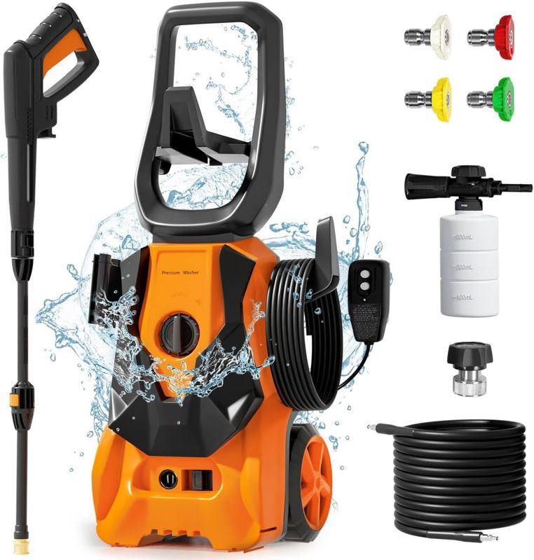 Electric Pressure Washer, 3000 PSI 2.4 GPM Power Washer with Adjustable Foam Cannon Electric Pressure Washer, 3000 PSI 2.4 GPM Power Washer with Adjustable Foam Cannon