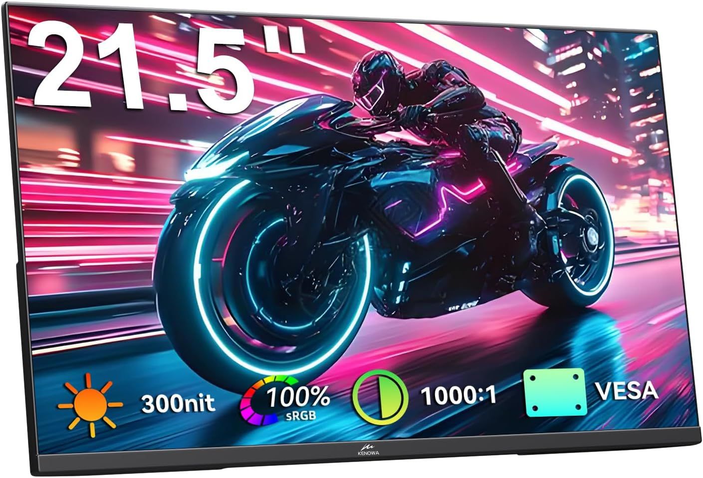 Kenowa 21.5" Large Portable Monitor FHD 1080P 75Hz IPS Screen Frameless External Display USB C HDMI Gaming Monitor Kenowa 21.5" Large Portable Monitor FHD 1080P 75Hz IPS Screen Frameless External Display USB C HDMI Gaming Monitor