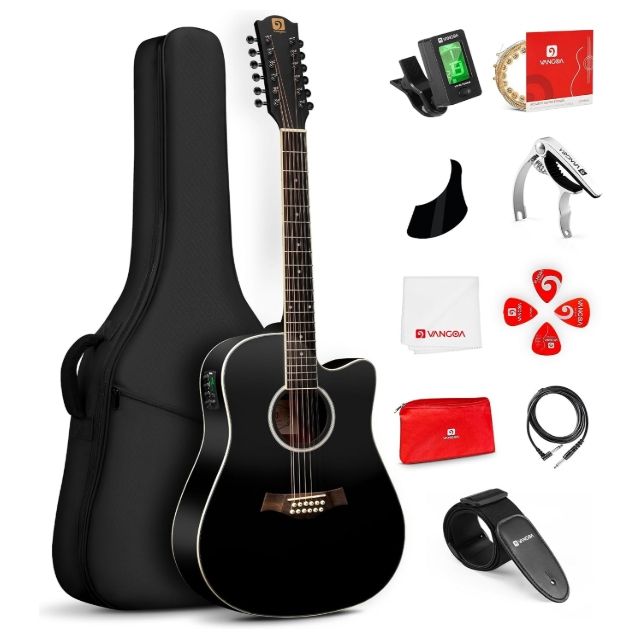 Vangoa 12 String Guitar, Twelve String Acoustic Electric Cutaway Guitar Bundle Vangoa 12 String Guitar, Twelve String Acoustic Electric Cutaway Guitar Bundle