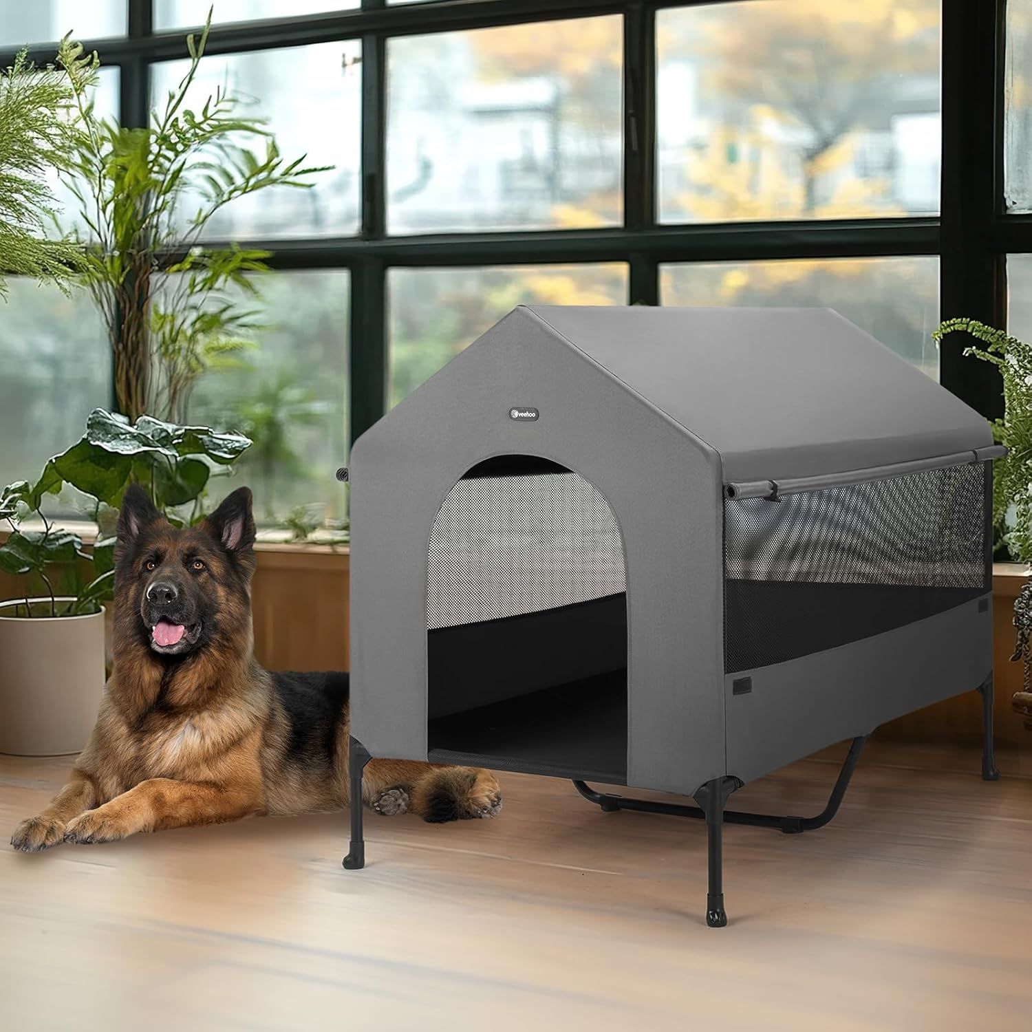 Veehoo 47" Dog House, 2-in-1 XX-Large Dog House Outdoor Indoor Weatherproof Veehoo 47" Dog House, 2-in-1 XX-Large Dog House Outdoor Indoor Weatherproof