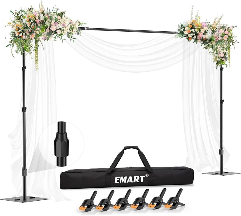 EMART Heavy Duty Backdrop Stand Pipe and Drapes Stand Kit 7x10ft-Black (Missing one clip) EMART Heavy Duty Backdrop Stand Pipe and Drapes Stand Kit 7x10ft-Black (Missing one clip)