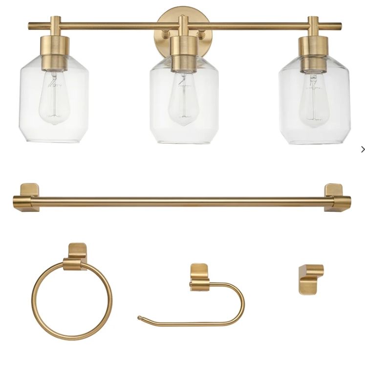 Cannes 5-Piece Matte Brass All-In-One Bathroom Set