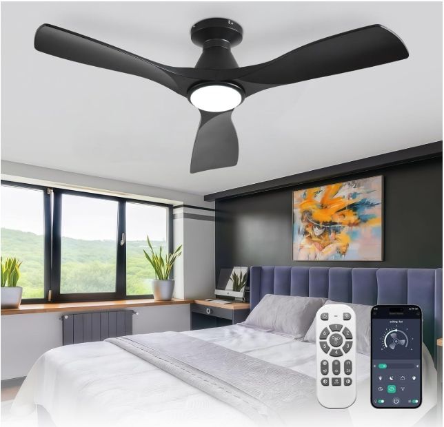 Depuley 42-Inch Ceiling Fans with Lights: Black 3 Blade Flush Mount Low Profile Depuley 42-Inch Ceiling Fans with Lights: Black 3 Blade Flush Mount Low Profile