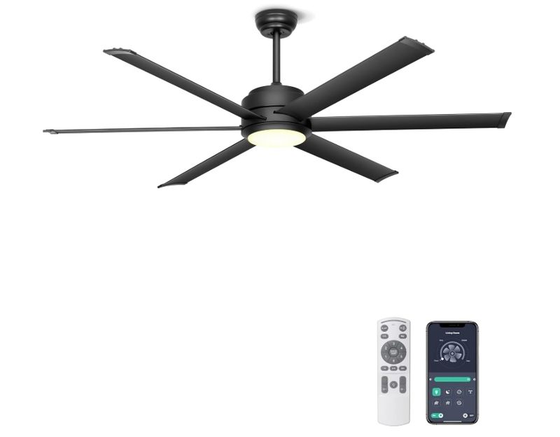 Ohniyou Ceiling Fan with Lights - 60" Industrial Ceiling Fan Remote &amp; APP Control