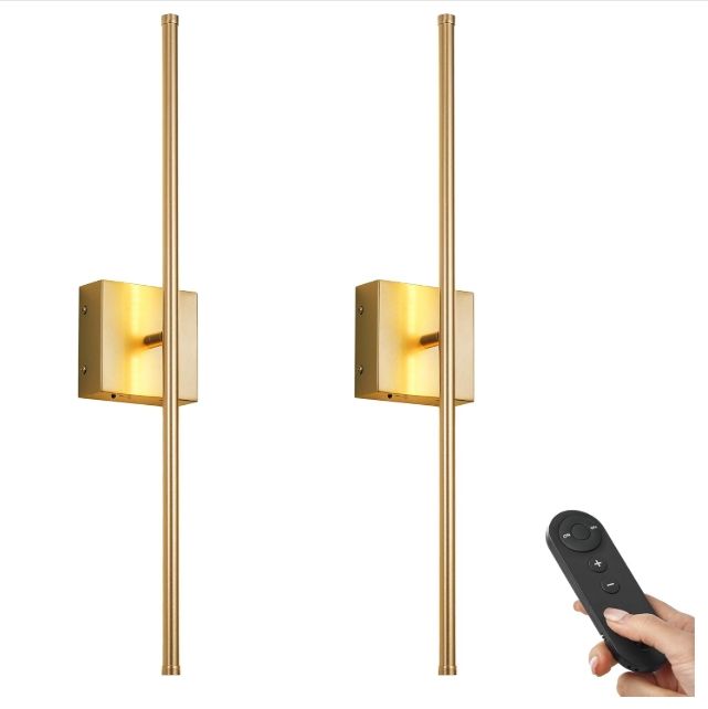 KARTOOSH 28.3 Inch Wall Sconces Battery Operated for Living Room Gold
