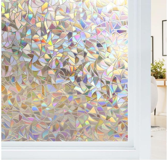 Haton Window Films for Privacy, 3D Stained Glass Rainbow Film, 90x200cm Haton Window Films for Privacy, 3D Stained Glass Rainbow Film, 90x200cm