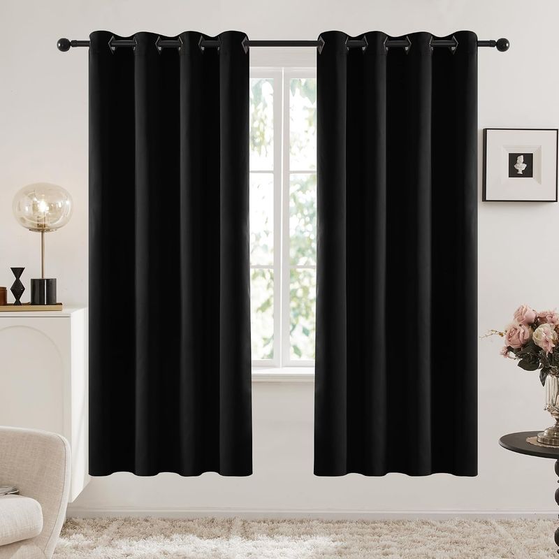 Deconovo Black Blackout Curtains, Grommet 2 Panels, 52x63 Inch Deconovo Black Blackout Curtains, Grommet 2 Panels, 52x63 Inch