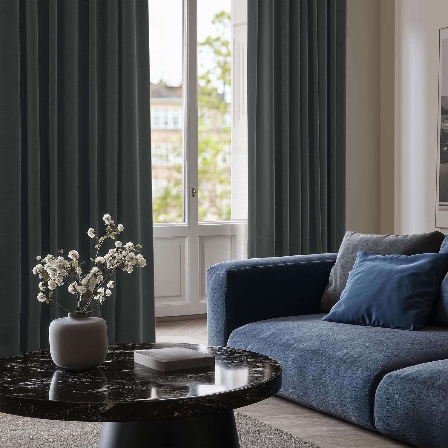 Deconovo Blackout Curtain for Bedroom, 1 Panel, 52W x 63L, Dark Grey