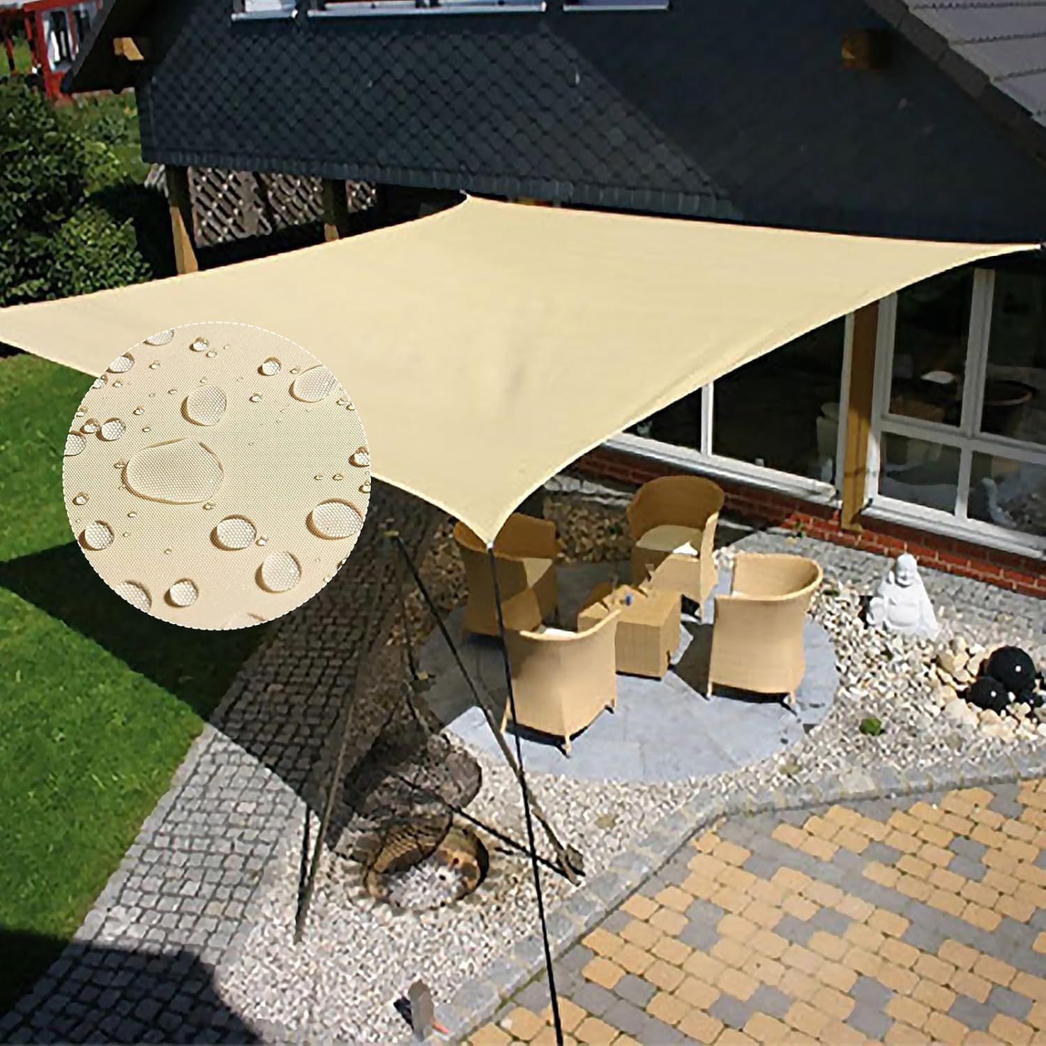 Sun Shade Sail, Waterproof Shade Sail, 10'x16.5' Rectangle Sunscreen Awning Canopy, 95% UV Blocking Sun Shade Sail, Waterproof Shade Sail, 10'x16.5' Rectangle Sunscreen Awning Canopy, 95% UV Blocking