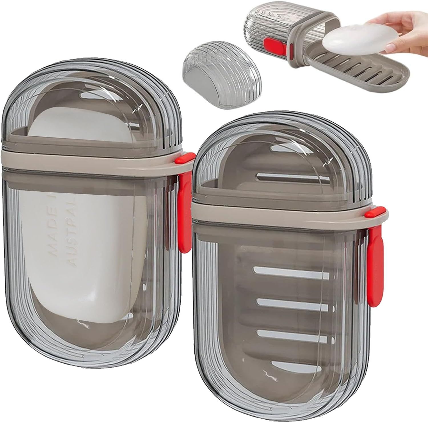 2Pcs Travel Soap Case Portable Soap Holder Travel Soap Container with Lid Leakproof Soap Box