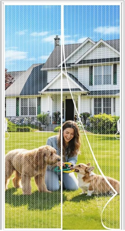 White Magnetic Screen Door Fits Door Size 30x80Inch,Door Screens with Magnets Heavy Duty,Mesh Screen Size 32x82Inch White Magnetic Screen Door Fits Door Size 30x80Inch,Door Screens with Magnets Heavy Duty,Mesh Screen Size 32x82Inch