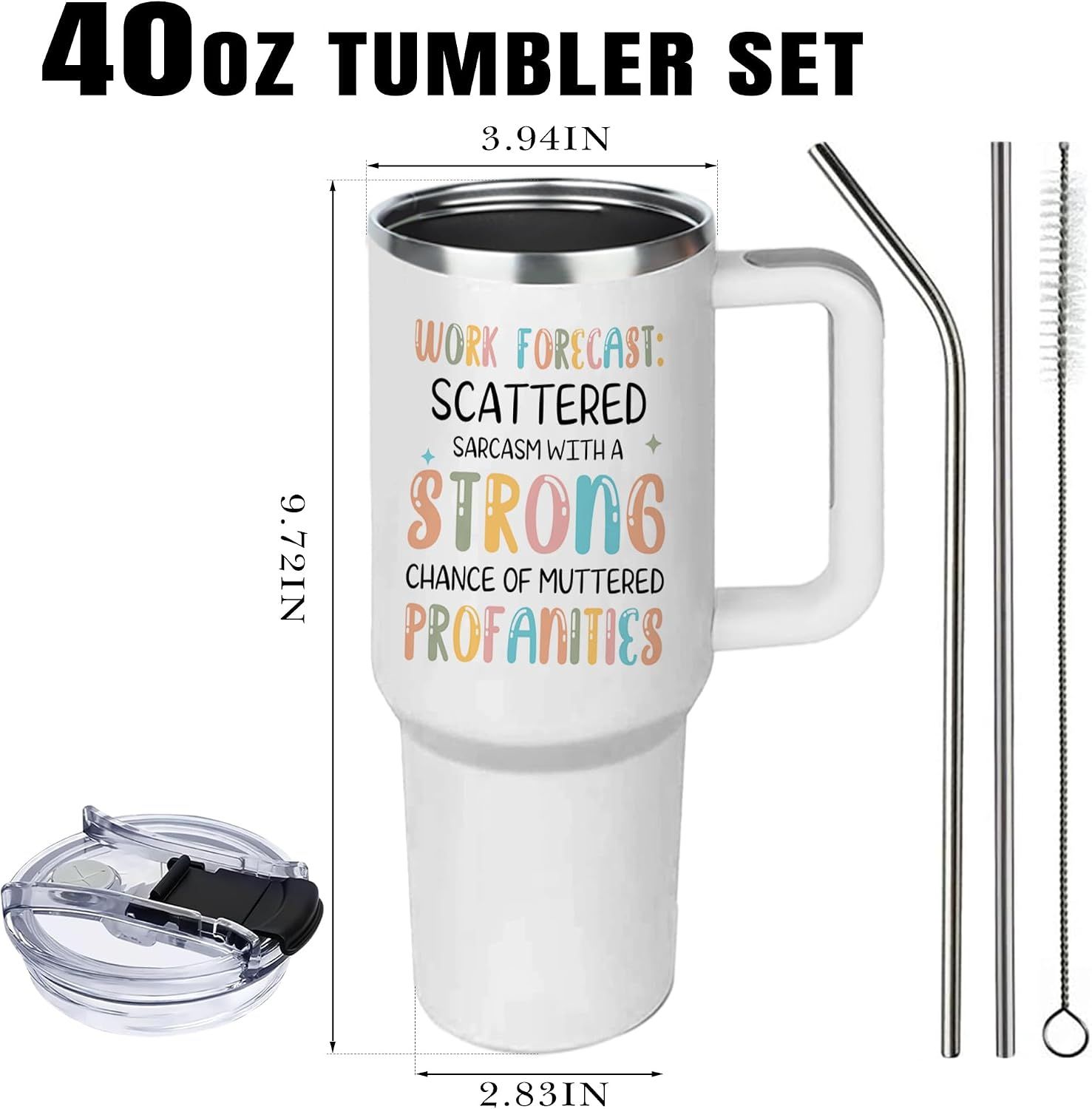 Work Forecast Tumbler Cup 40 oz, Funny Coworker Gifts for Women