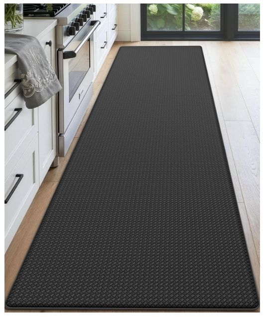 DEXI Kitchen Mat Anti Fatigue, 24x71 Floor Cushioned Runner Rug, Black