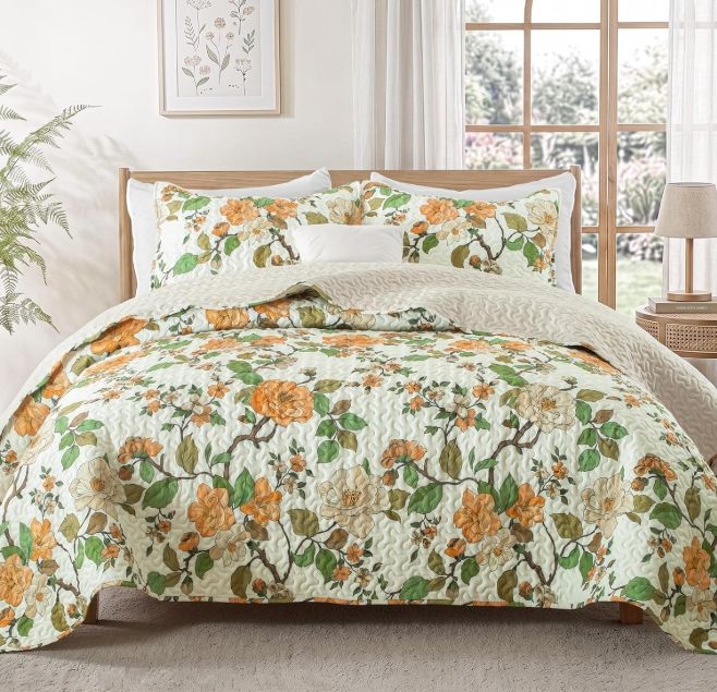 Exclusivo Mezcla Floral Reversible Quilts Queen Size