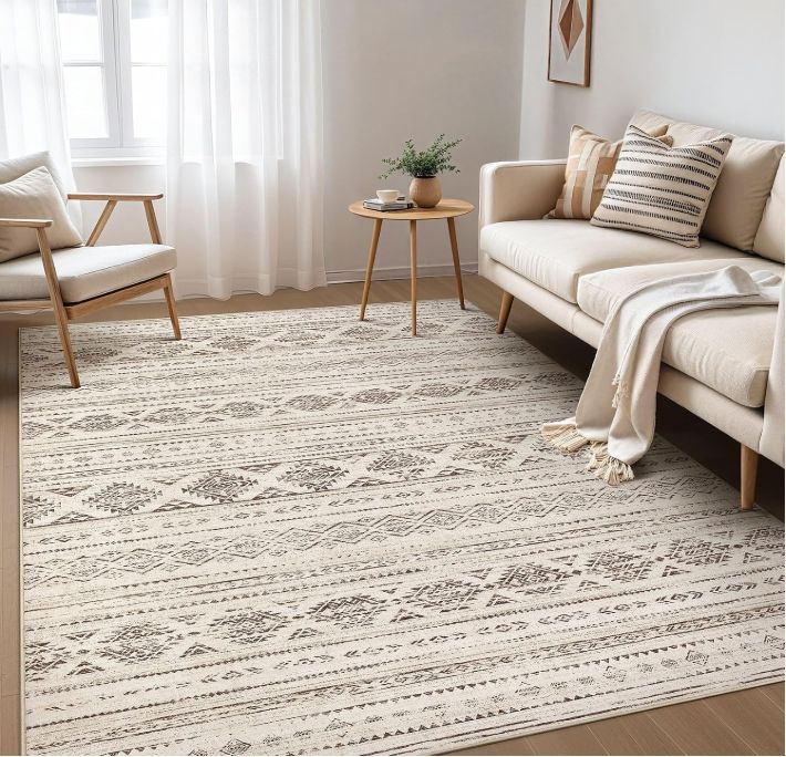 Nakagishi Boho 5x7 Area Rug Living Room Rugs Machine Washable Dark Brown